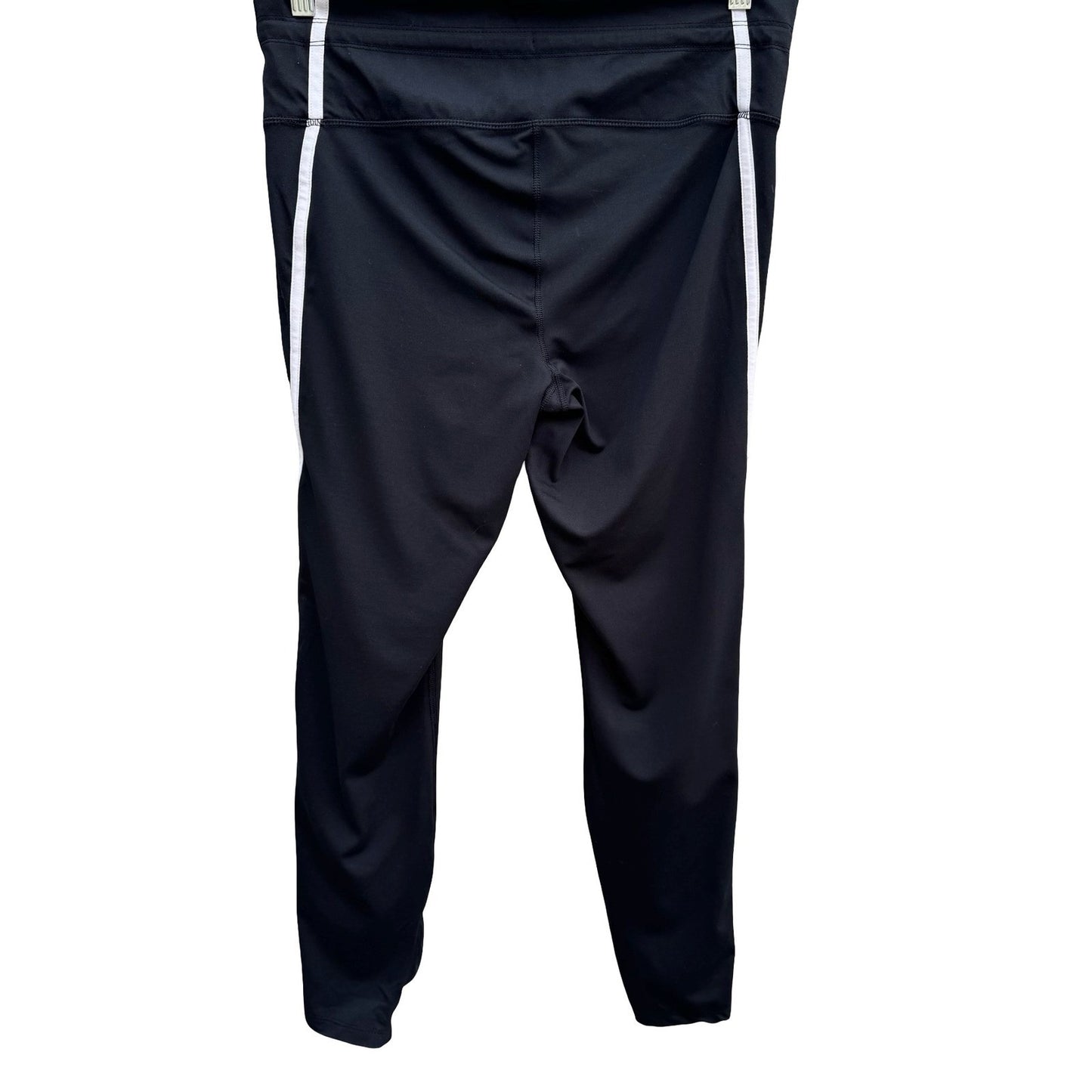 All in Motion XL Black Athletic Leggings White Side Stripe Drawstring Gym Pants