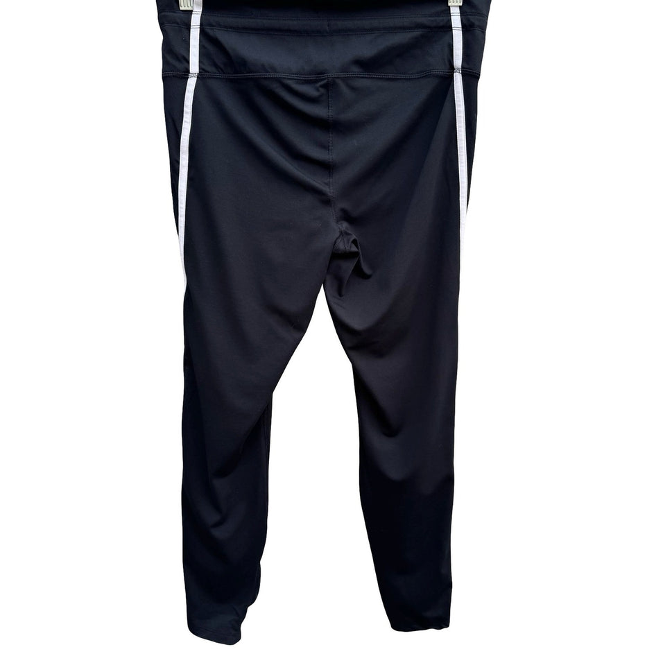 All in Motion XL Black Athletic Leggings White Side Stripe Drawstring Gym Pants