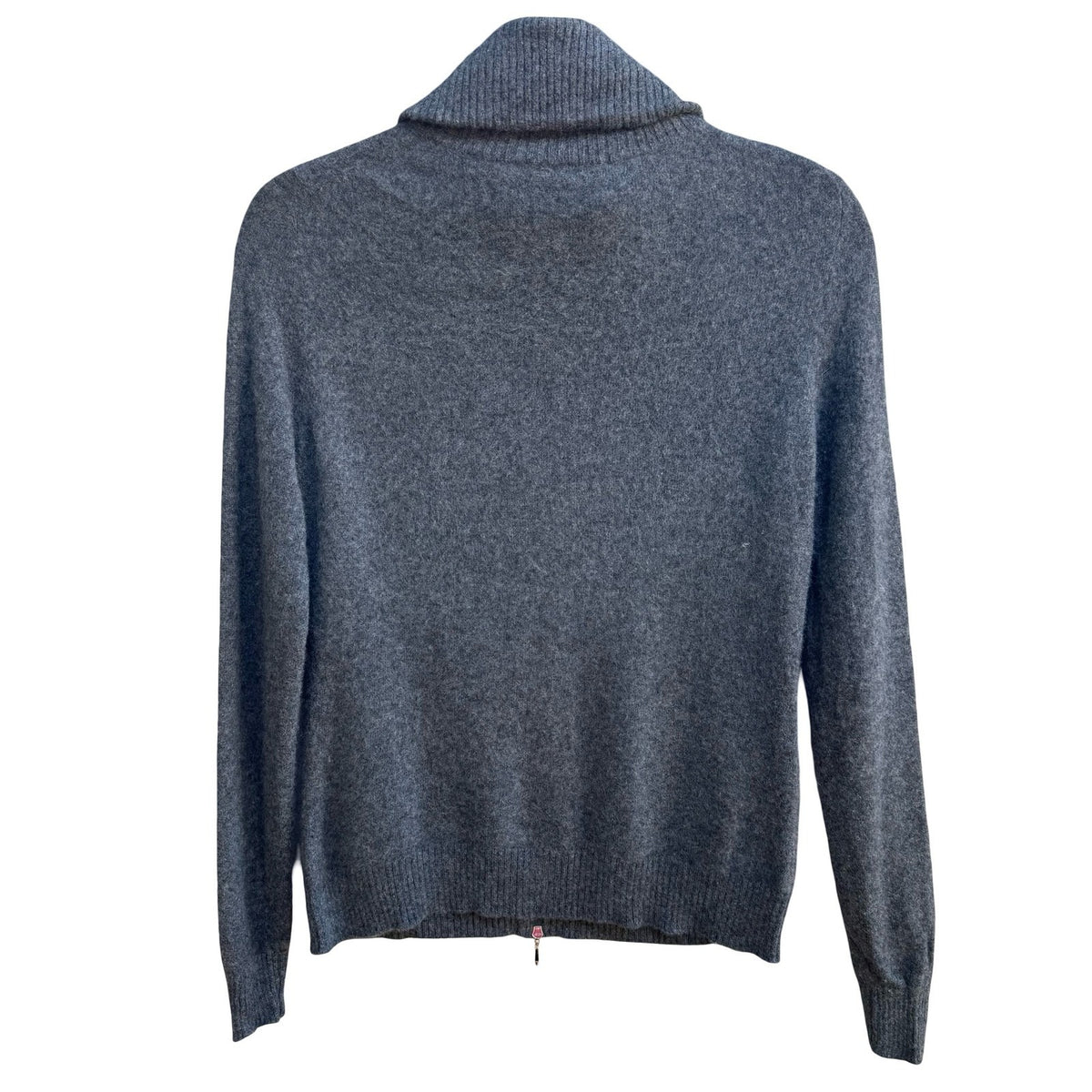 Valerie Stevens 2-Ply Cashmere Preppy Minimalist Quiet Luxury Zip Sweater Grey S
