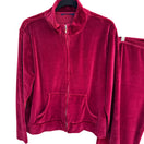 Switch Charter Club Womens Velour Red Zip Tracksuit Jacket Elastic Waist Pants Set L 2 image