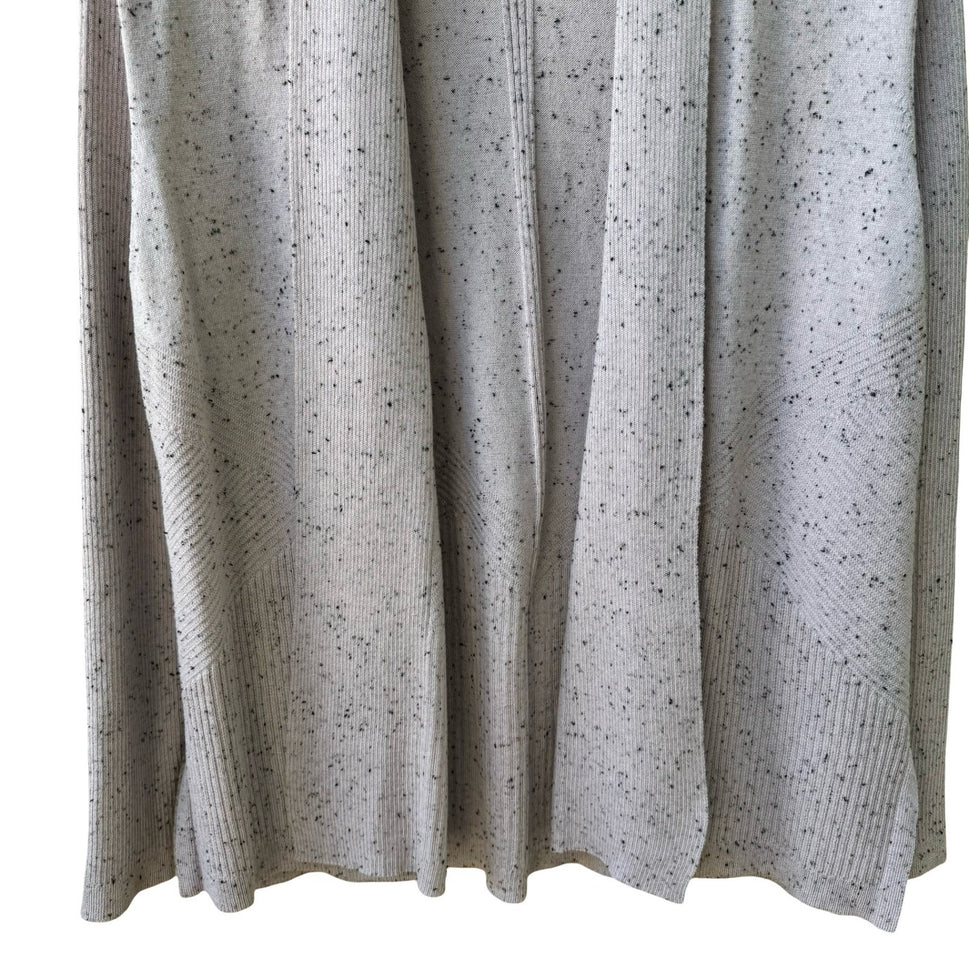 Verve Ami Minimalist Layering Speckled Ribbed Open Front Knit Cardigan Sweater L