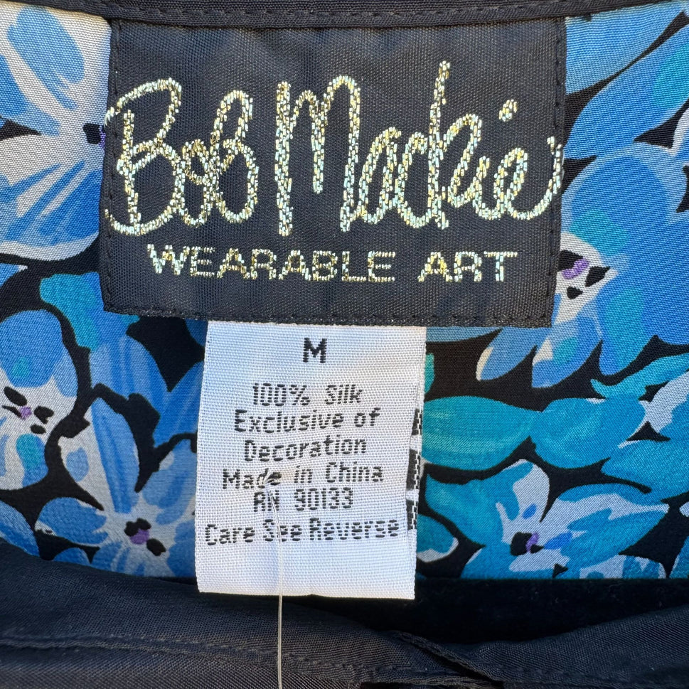 Bob Mackie Wearable Art Silk Hydrangea Beaded Floral Button Down Shirt New M
