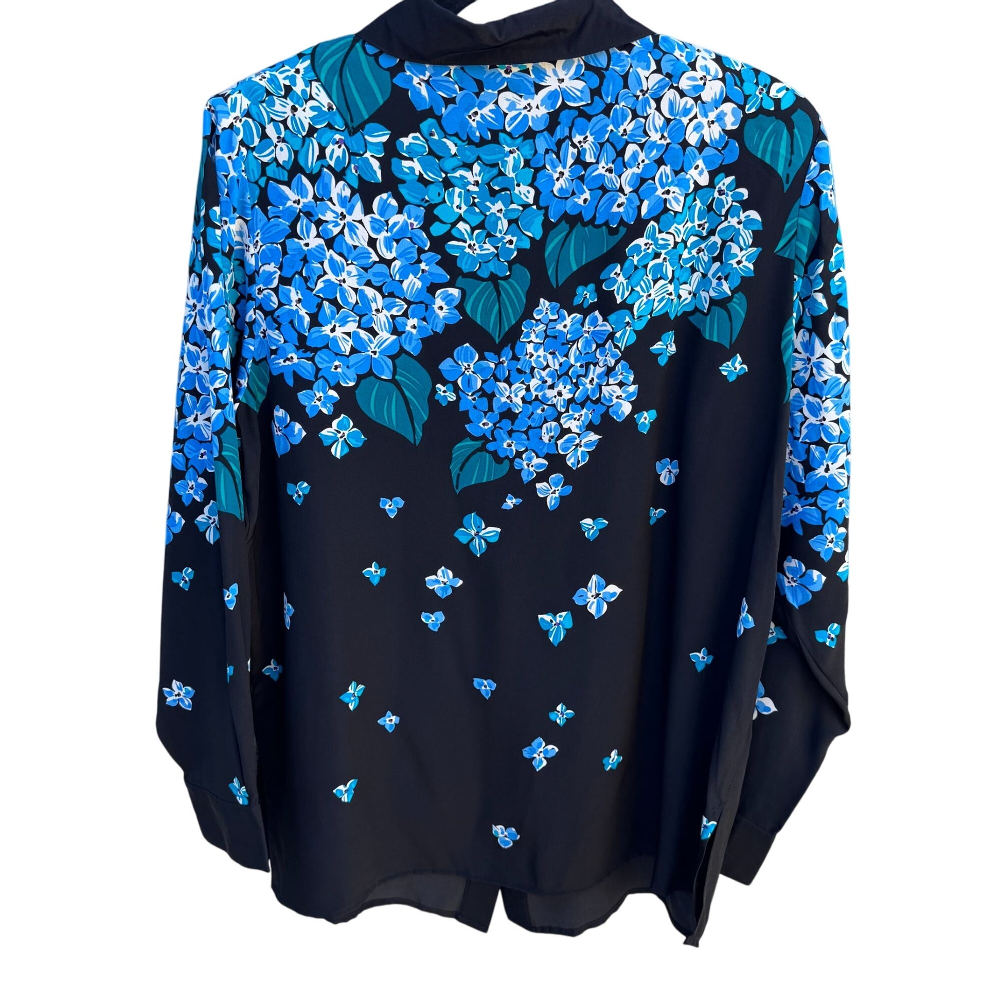 Bob Mackie Wearable Art Silk Hydrangea Beaded Floral Button Down Shirt New M