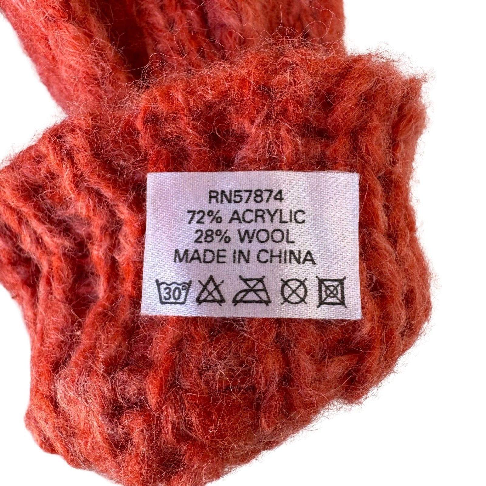 Gorpcore Cozy Orange Chunky Knit Wool Blend Gloves Ribbed Cuff Winter Unisex