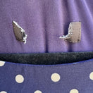 Switch Vintage Womens Preppy Navy Jersey Polka Dot Long Sleeve Full Skirt Midi Dress 2 image