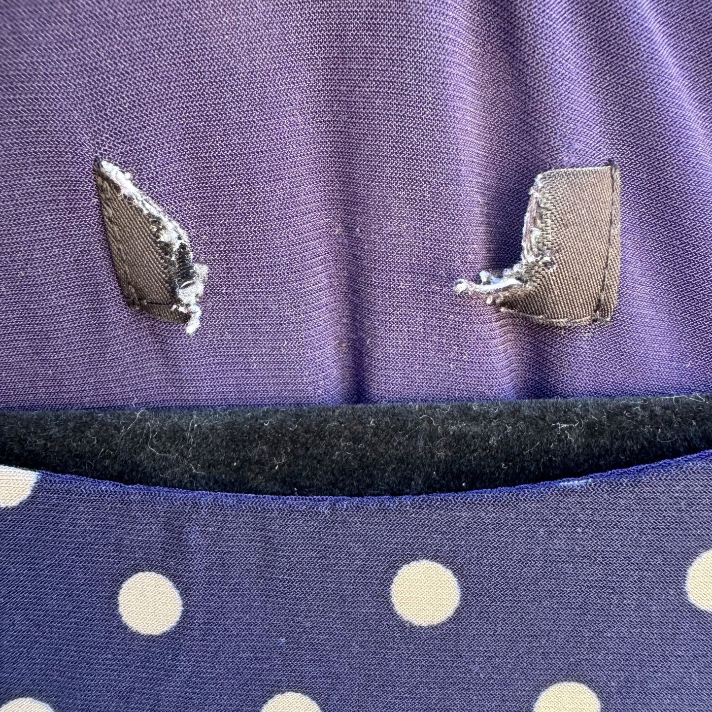 Vintage Womens Preppy Navy Jersey Polka Dot Long Sleeve Full Skirt Midi Dress