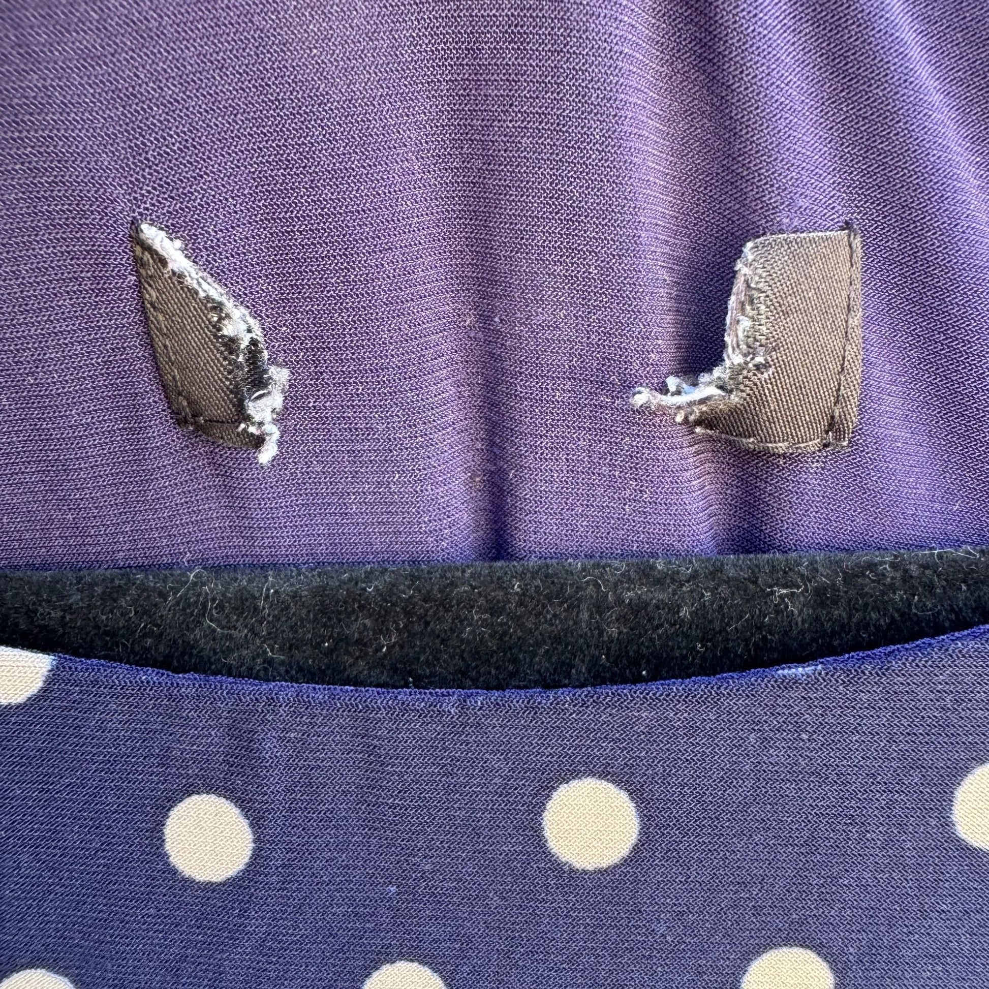 Vintage Womens Preppy Navy Jersey Polka Dot Long Sleeve Full Skirt Midi Dress