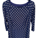 Switch Vintage Womens Preppy Navy Jersey Polka Dot Long Sleeve Full Skirt Midi Dress 3 image