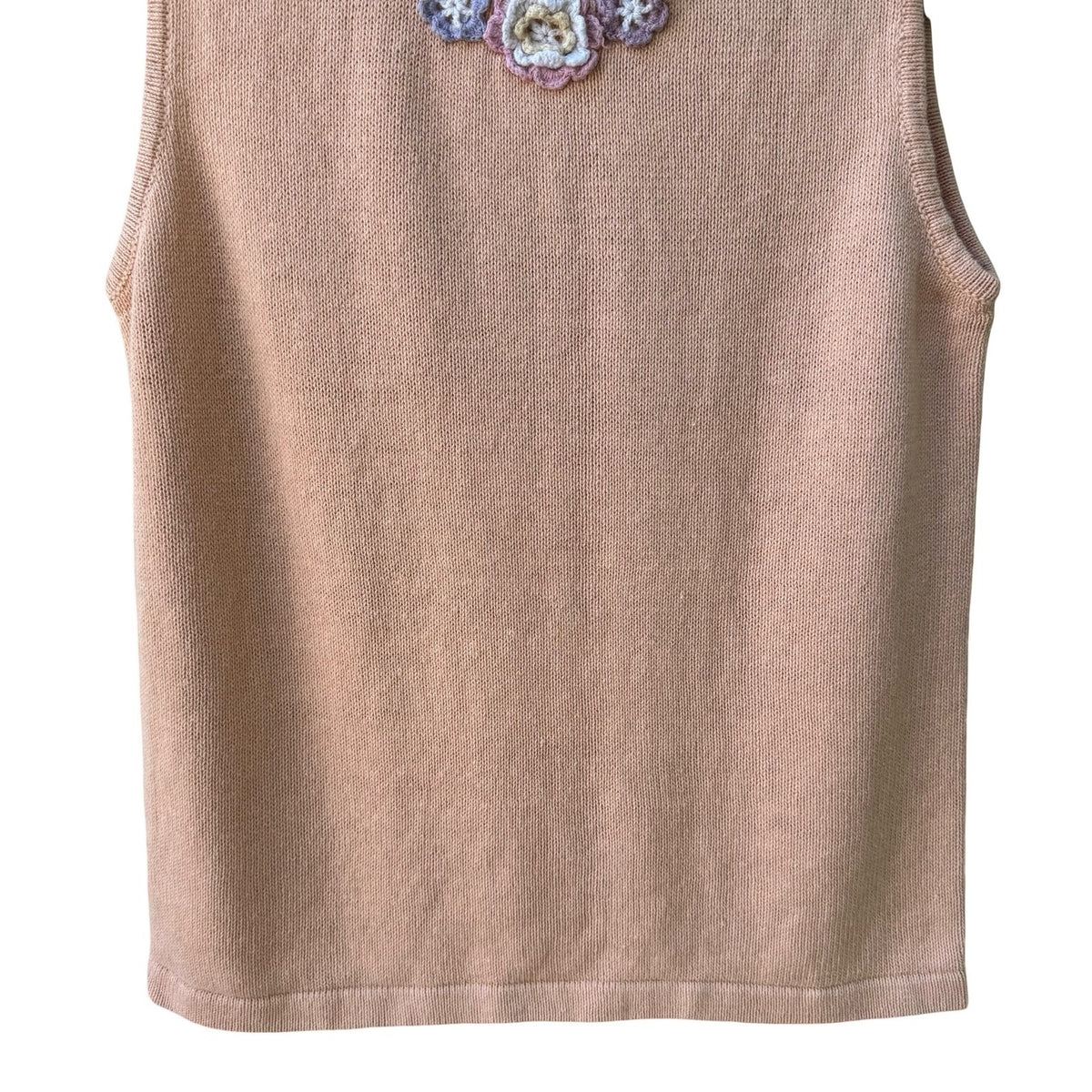 Storybook Knits Vintage Cottagecore Grandma Sleeveless Sweater Crochet Floral S