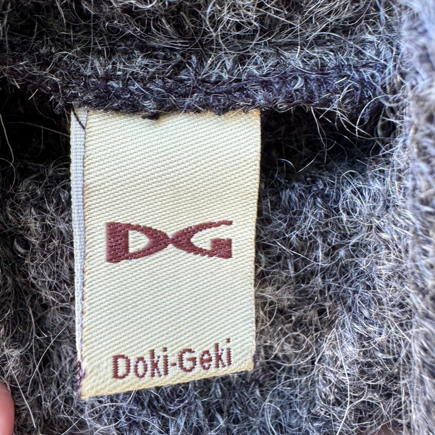 Doki-Geki Y2K Minimalist Fuzzy Knit Semi Sheer Slim Fit Turtleneck Grey Sweater