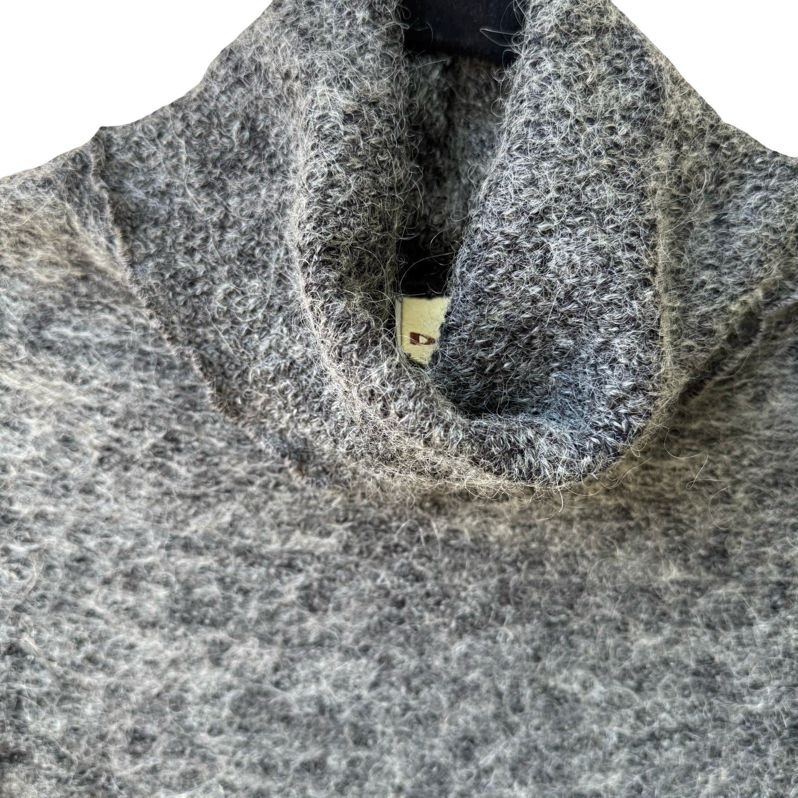 Doki-Geki Y2K Minimalist Fuzzy Knit Semi Sheer Slim Fit Turtleneck Grey Sweater
