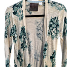 Switch Guinevere Anthropologie Floral Open Front Cardigan Teal Gold Metallic Cottage S 3 image