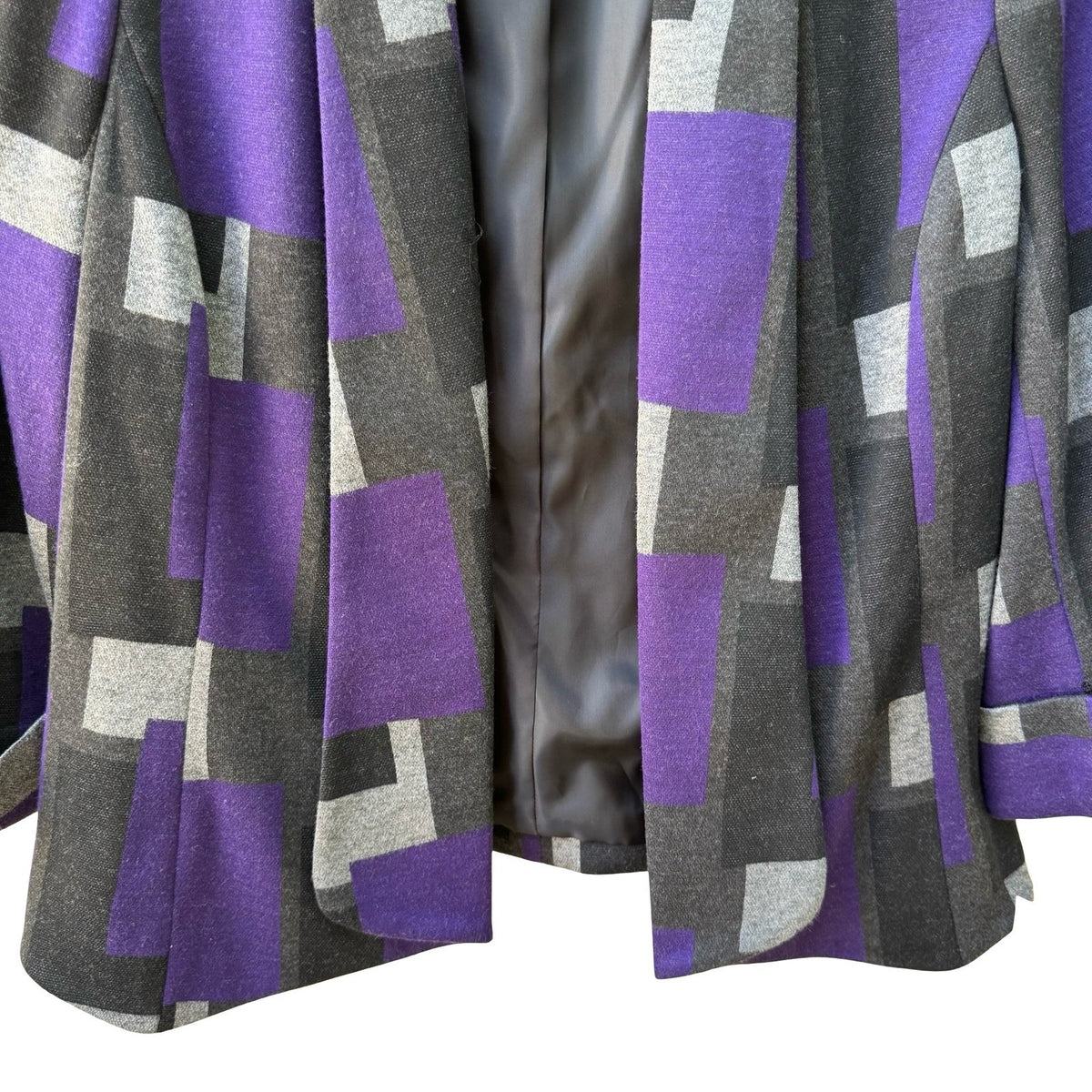 Kasper Mod Geometric Colorblock Careerwear Layering Open Front Blazer 12 NEW