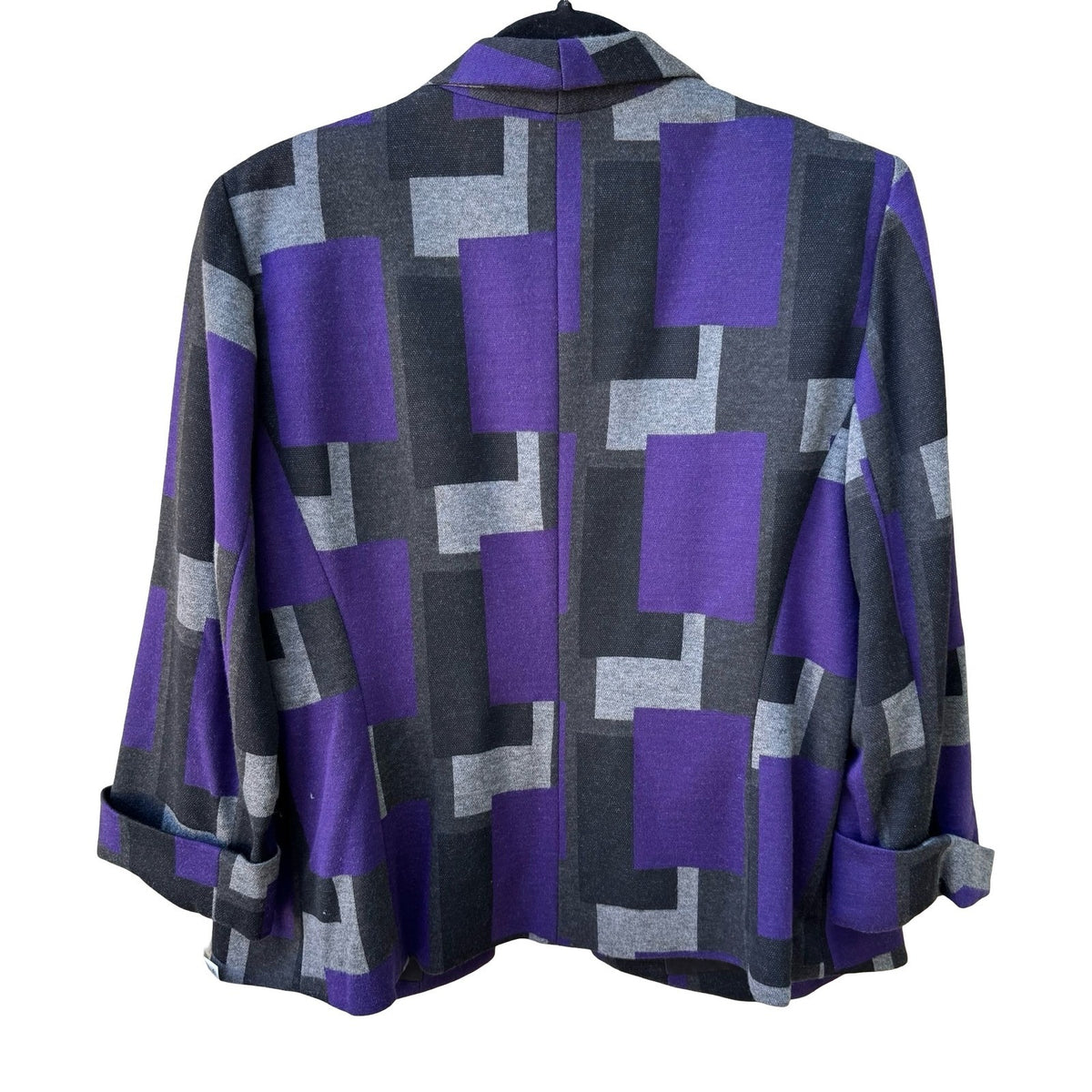 Kasper Mod Geometric Colorblock Careerwear Layering Open Front Blazer 12 NEW