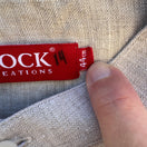 Switch Rock Creations Linen Blend Band Collar Roll Tab Sleeve Tunic Top Tan L Coastal 2 image