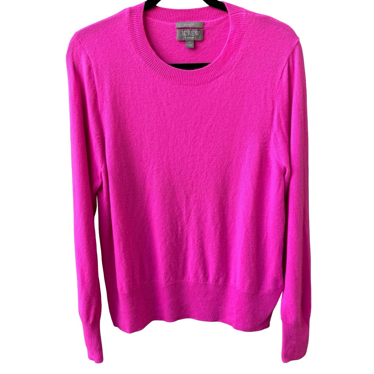 J Crew Cashmere Luxury Classic Fit Barbiecore Pullover Sweater Dopamine Pink XL
