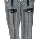 Switch Louis Verdad Y2K Quiet Luxury Tailored Herringbone Wool Blend Leather Trim Pants 3 image