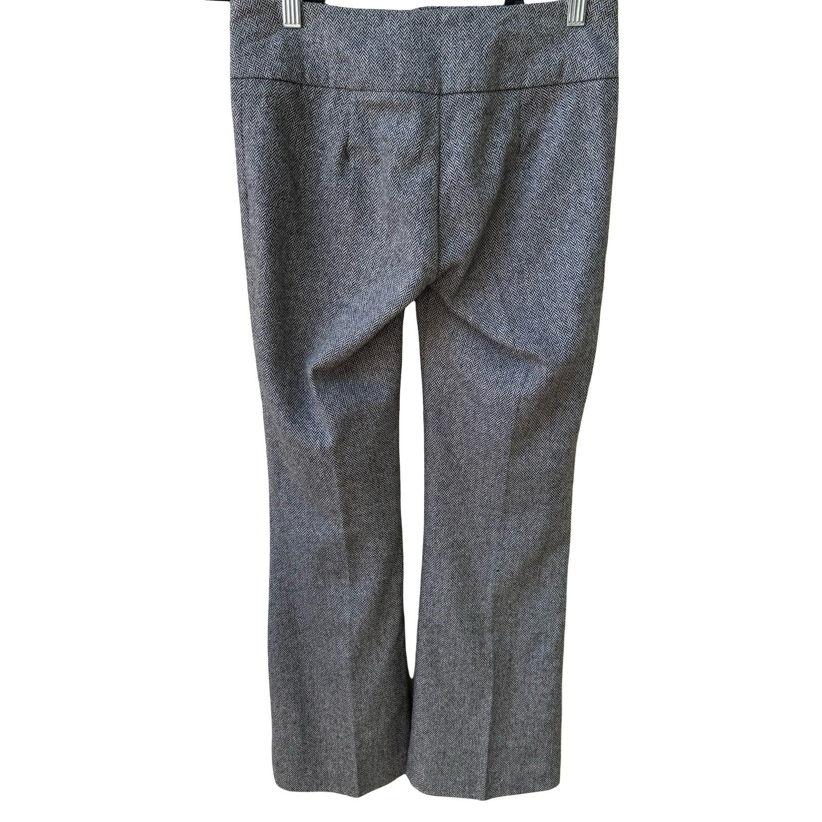 Louis Verdad Y2K Quiet Luxury Tailored Herringbone Wool Blend Leather Trim Pants
