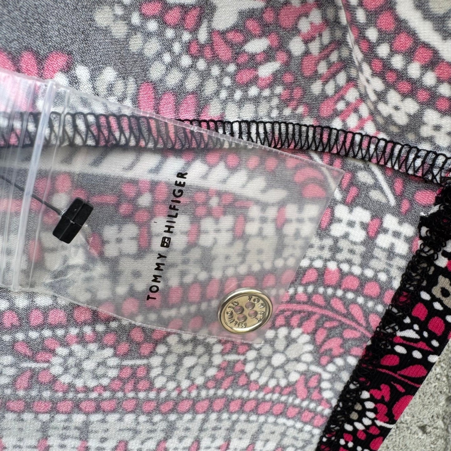 Tommy Hilfiger Womens Pink Black Paisley Sleeveless Button Up Blouse Psychedelic