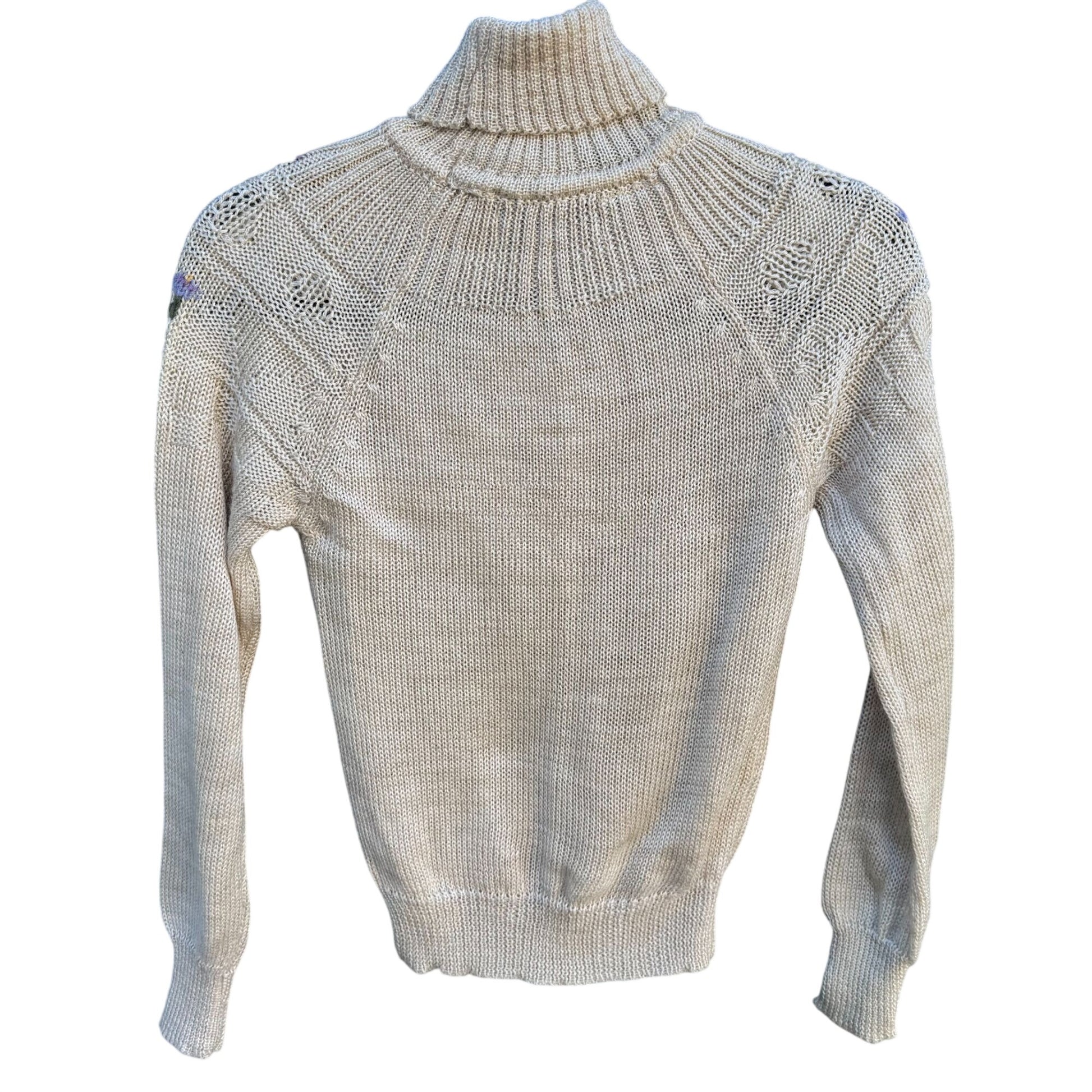 20 Ans Knits Mariea Kim Vintage Floral Embroidered Turtleneck Sweater Cottage