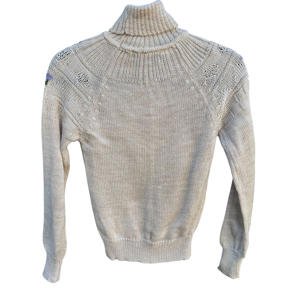 20 Ans Knits Mariea Kim Vintage Floral Embroidered Turtleneck Sweater Cottage