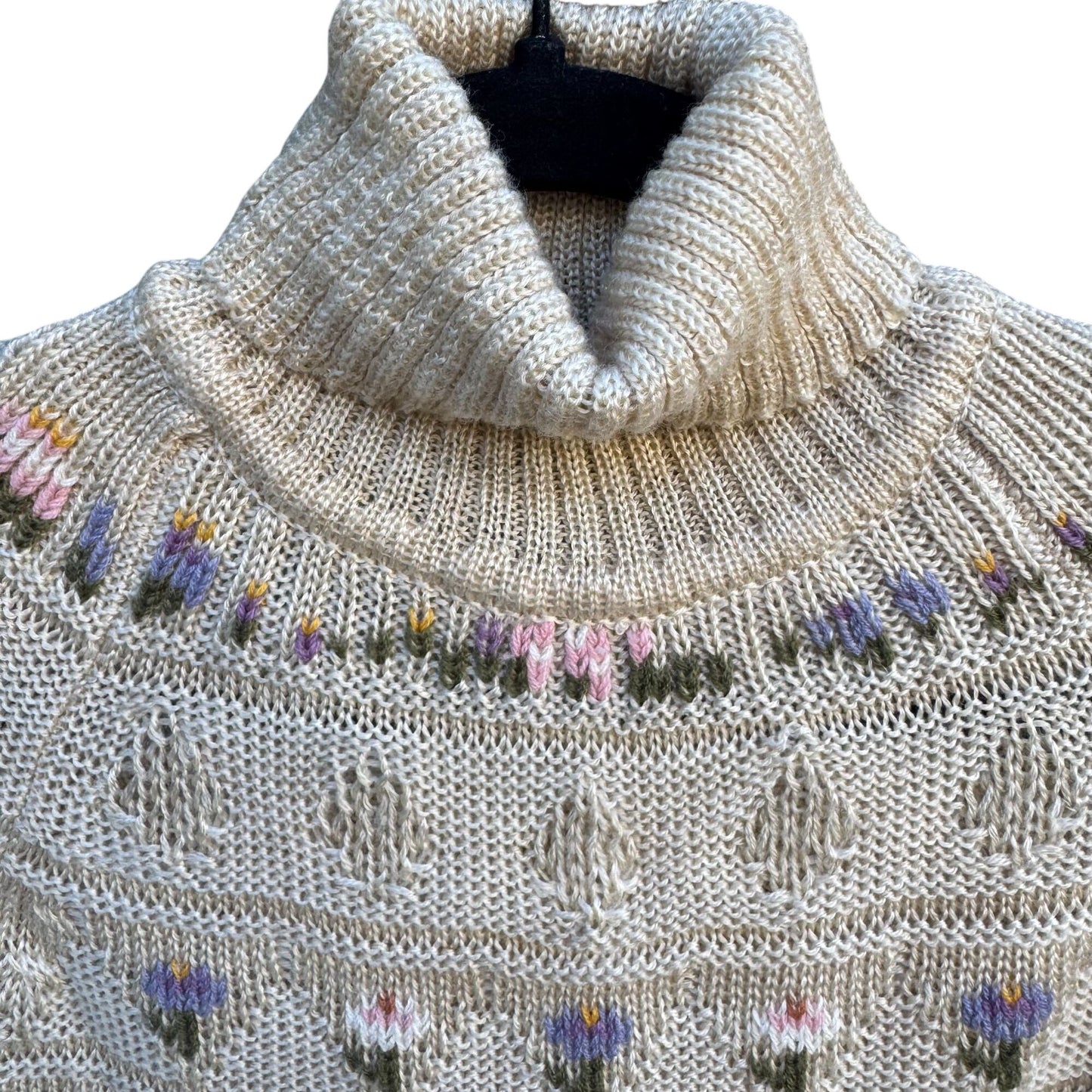20 Ans Knits Mariea Kim Vintage Floral Embroidered Turtleneck Sweater Cottage