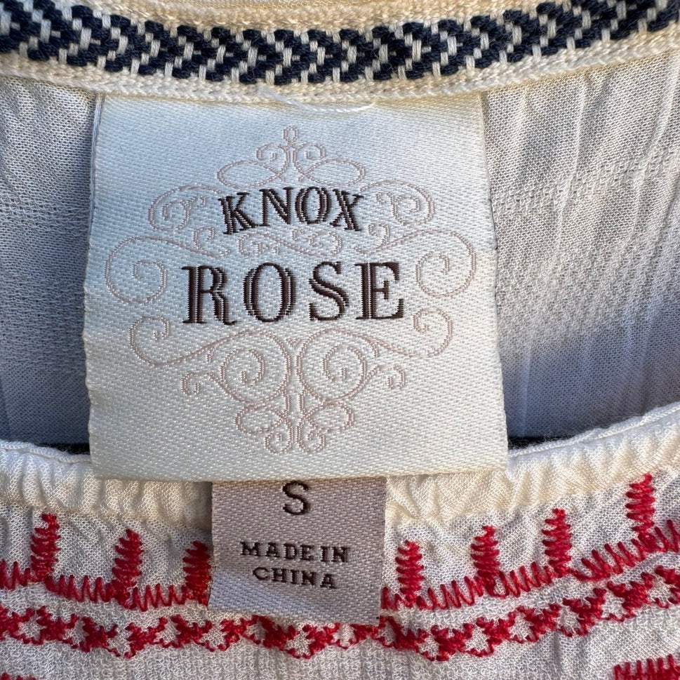 Knox Rose Boho Cottagecore Peasant Embroidered Airy Floral Lace Sleeveless Top S