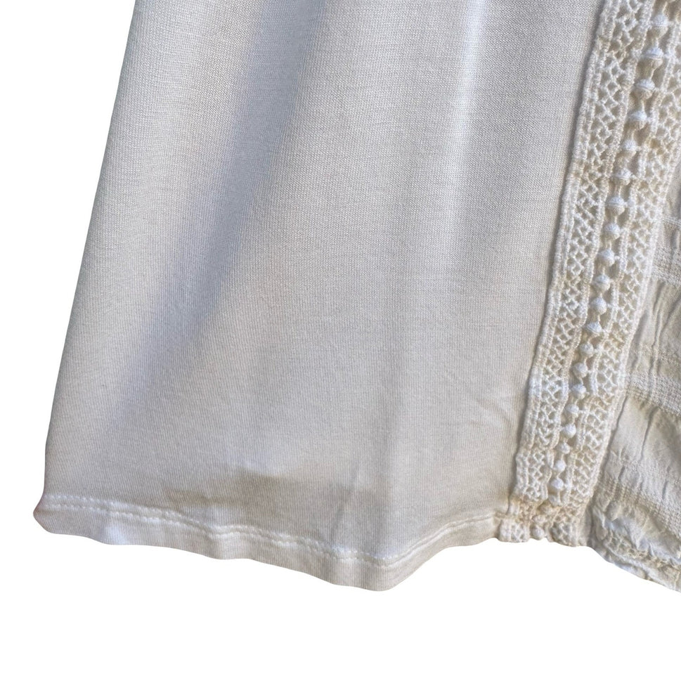 Knox Rose Boho Cottagecore Peasant Embroidered Airy Floral Lace Sleeveless Top S
