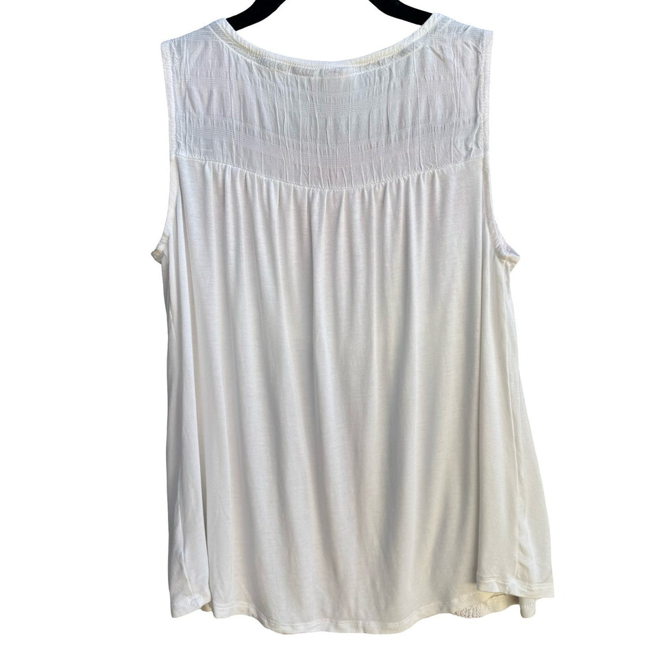 Knox Rose Boho Cottagecore Peasant Embroidered Airy Floral Lace Sleeveless Top S