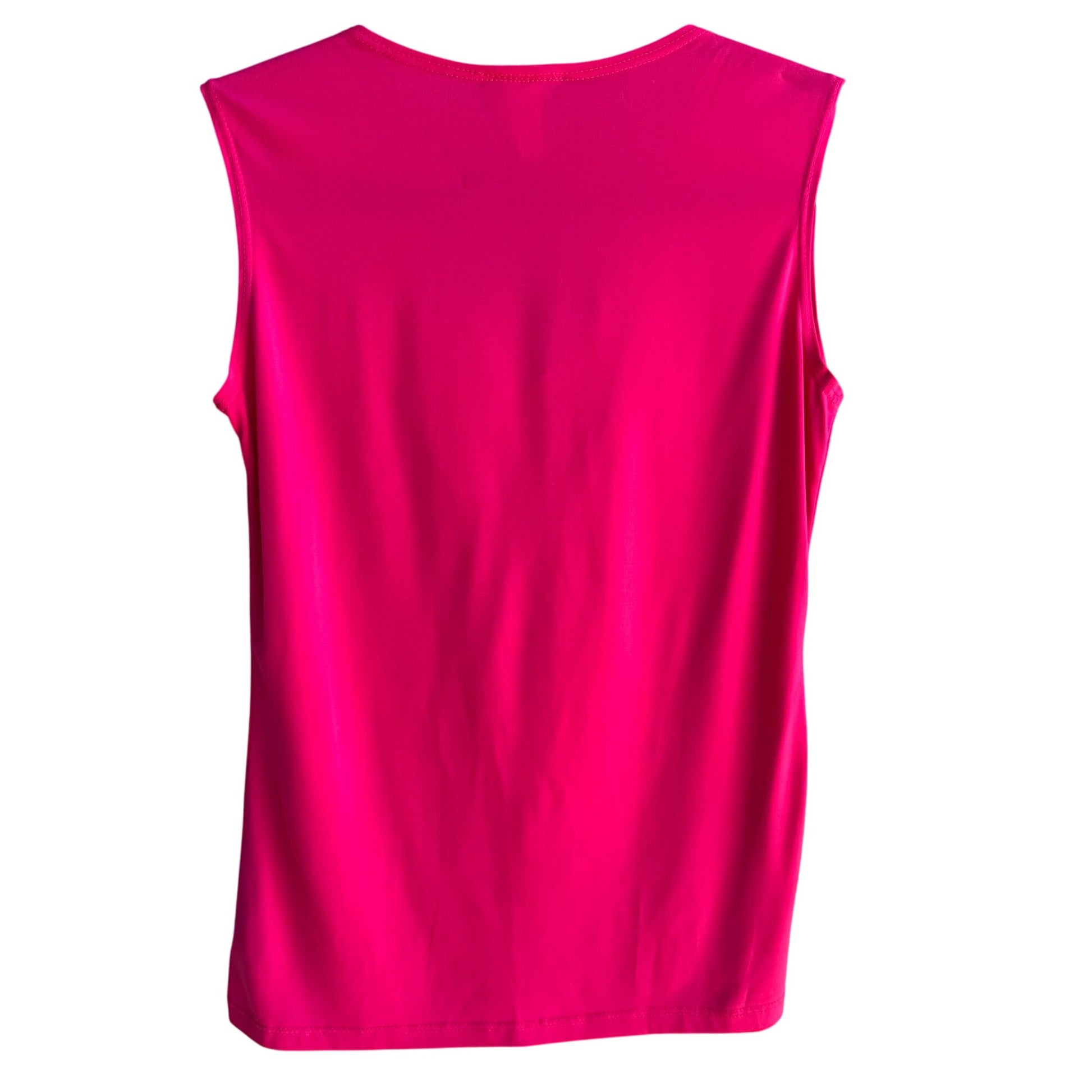 Double Take Vintage Y2K Womens Hot Pink Ruffle V-Neck Sleeveless Top Blouse M