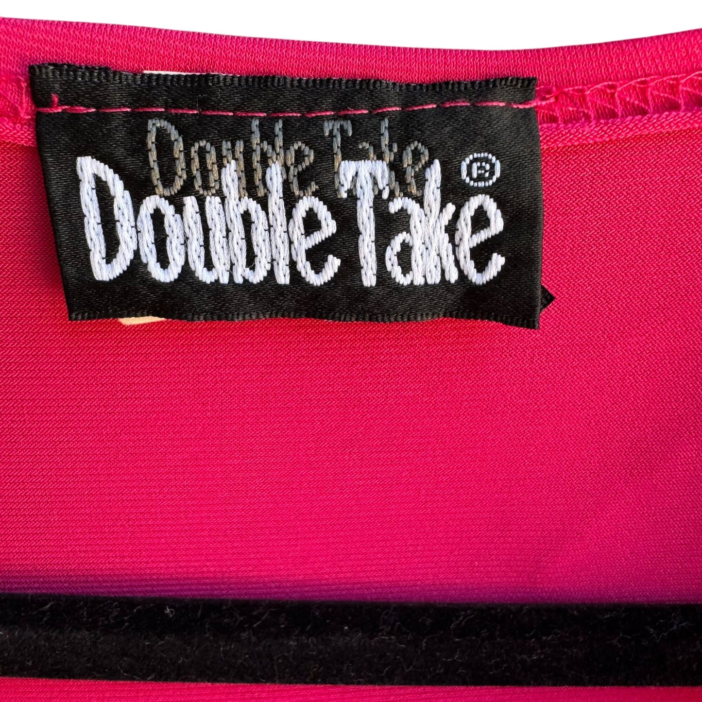 Double Take Vintage Y2K Womens Hot Pink Ruffle V-Neck Sleeveless Top Blouse M