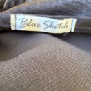 Switch Blue Sketch Y2K Satin Surplice Peplum Blouse Smocked Waist Whimsigoth Black L 2 image