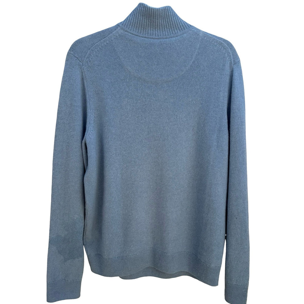 Nordstrom 100% Cashmere Minimalist Quarter-Zip Sweater Quiet Luxury Blue Mens M