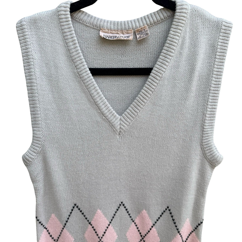 Haberdasher Vintage 80s 90s Collegiate Schoolgirl Preppy Argyle Sweater Vest S