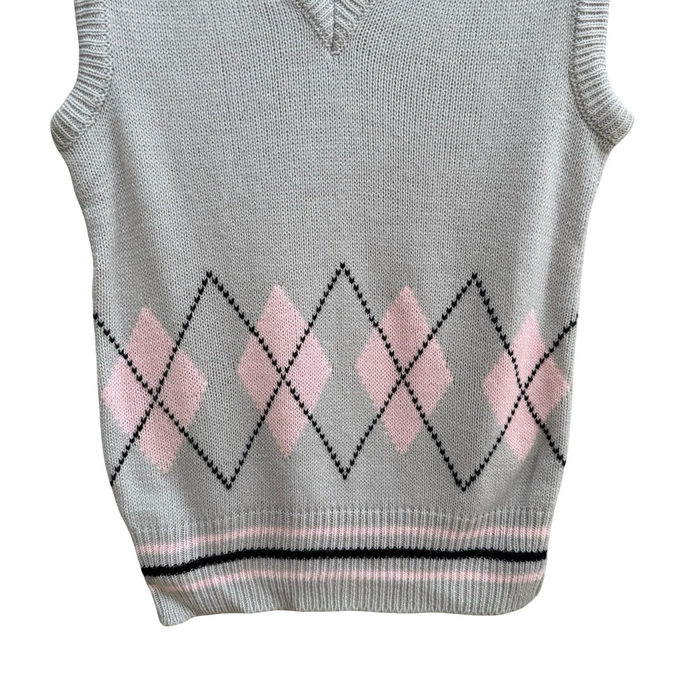 Haberdasher Vintage 80s 90s Collegiate Schoolgirl Preppy Argyle Sweater Vest S