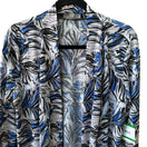 Switch Kasper Coastal Mod Resortwear Tropical Leaf Print Open Front Cardigan Blue L NEW 3 image