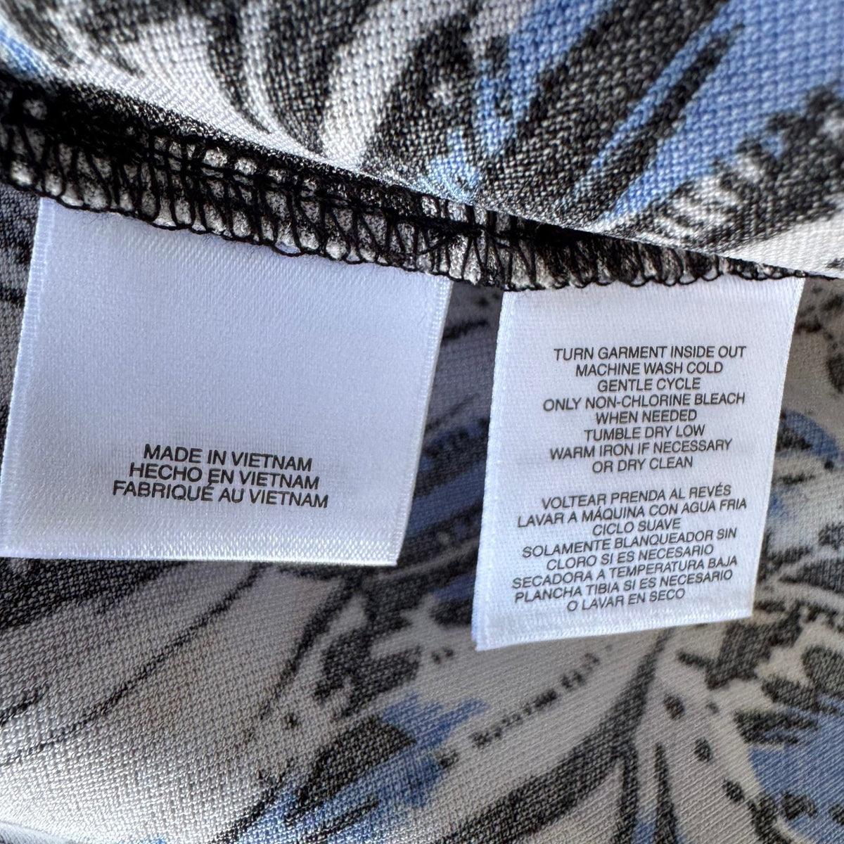 Kasper Coastal Mod Resortwear Tropical Leaf Print Open Front Cardigan Blue L NEW