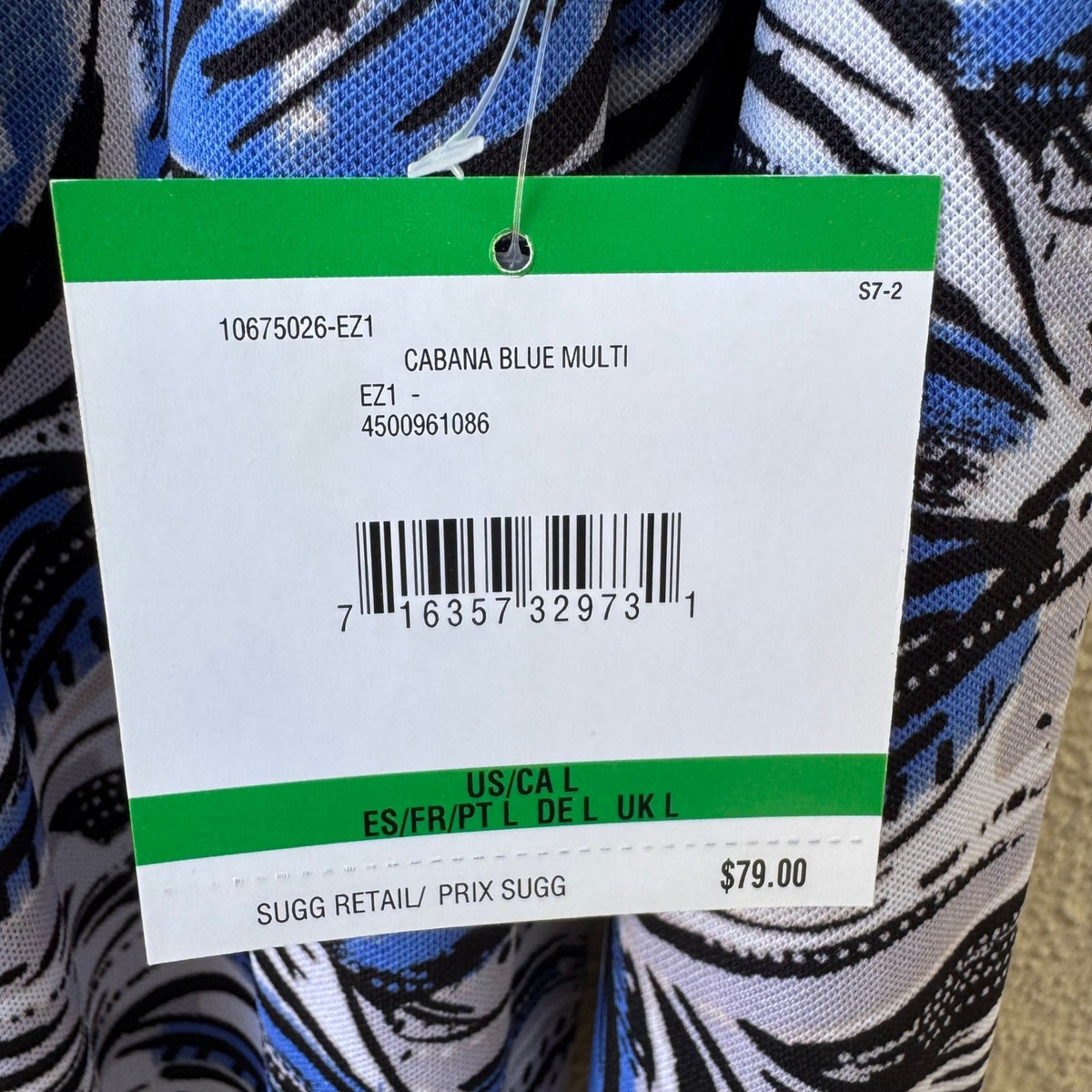 Kasper Coastal Mod Resortwear Tropical Leaf Print Open Front Cardigan Blue L NEW
