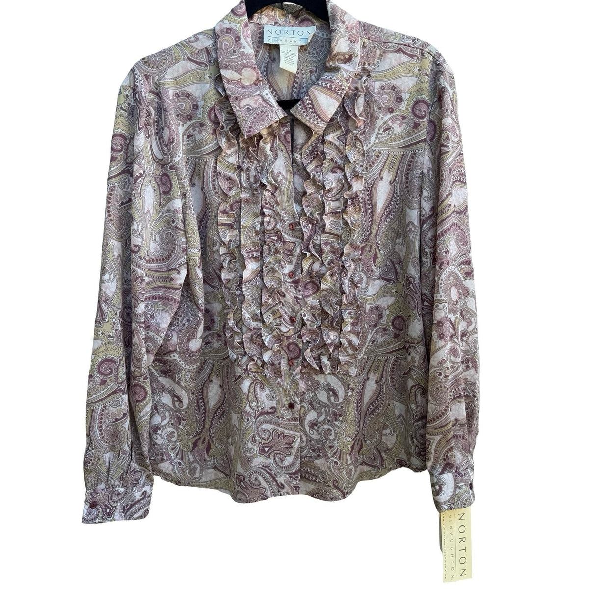 Norton McNaughton Grandmacore Paisley Ruffle Feminine Victorian Blouse 12 NEW