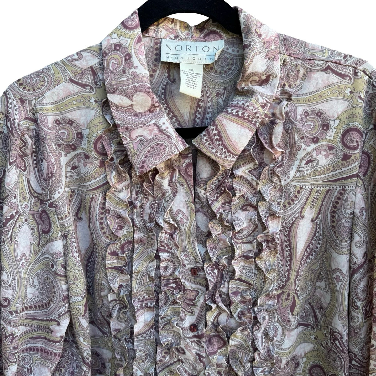 Norton McNaughton Grandmacore Paisley Ruffle Feminine Victorian Blouse 12 NEW