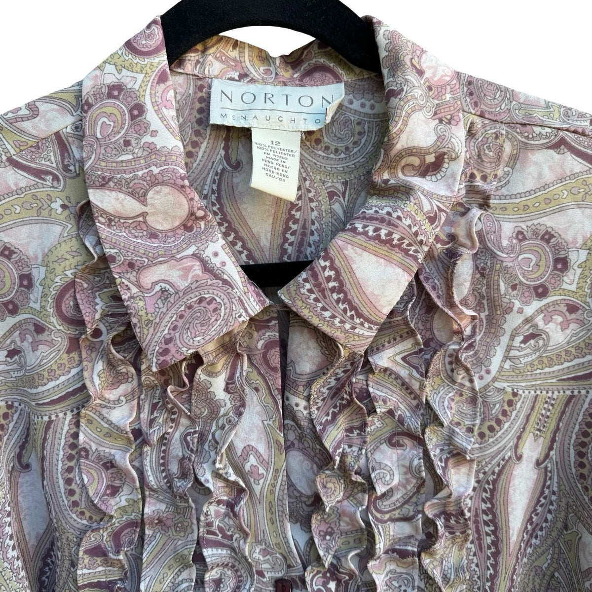 Norton McNaughton Grandmacore Paisley Ruffle Feminine Victorian Blouse 12 NEW