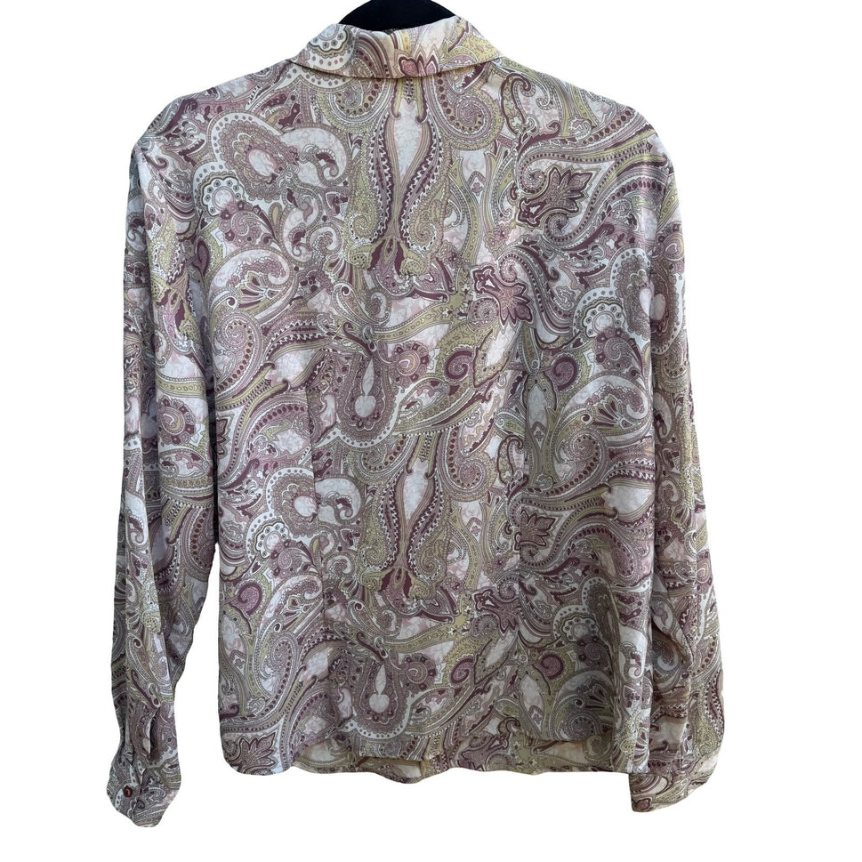 Norton McNaughton Grandmacore Paisley Ruffle Feminine Victorian Blouse 12 NEW
