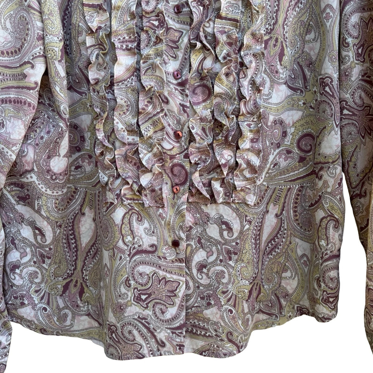 Norton McNaughton Grandmacore Paisley Ruffle Feminine Victorian Blouse 12 NEW