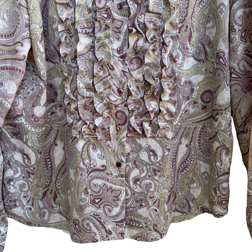 Norton McNaughton Grandmacore Paisley Ruffle Feminine Victorian Blouse 12 NEW