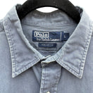 Switch Polo Ralph Lauren Vintage 90s Mens L Blue Cotton Twill Crest Embroidered Shirt 3 image