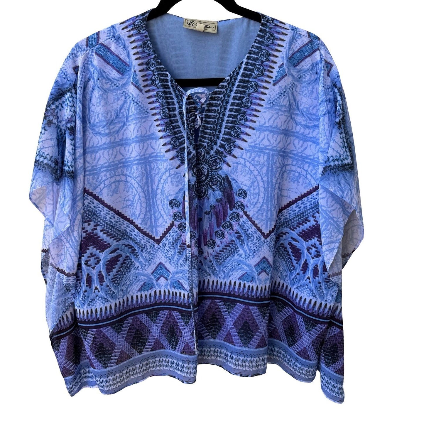 Diane Gilman Boho Resortwear Festival Lace Up Oversized Kaftan Kimono Top XS/S