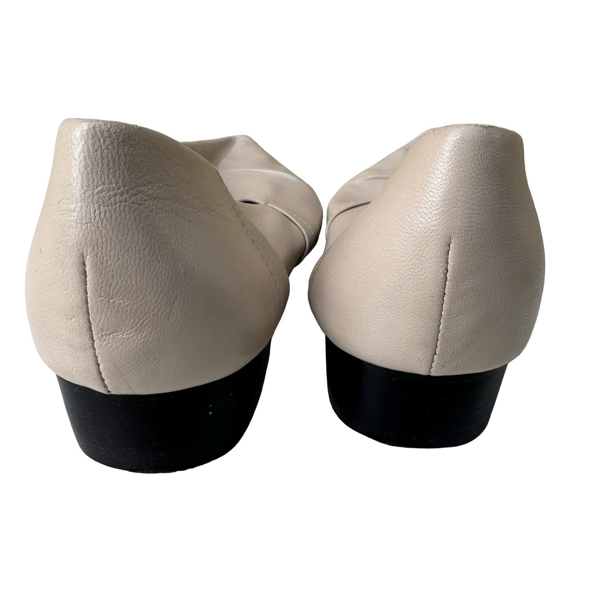 Dollhouse Pleasant Leather Minimalist Pleated Pointed Toe Flats Beige Womens 10M