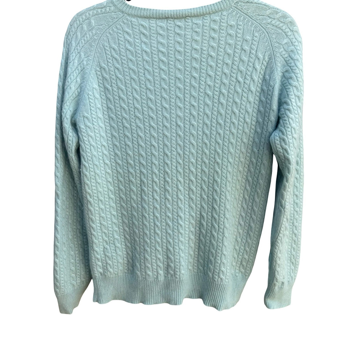 Ann Taylor Cashmere Old Money Cable Knit Preppy Coastal Sweater Pastel Blue XL