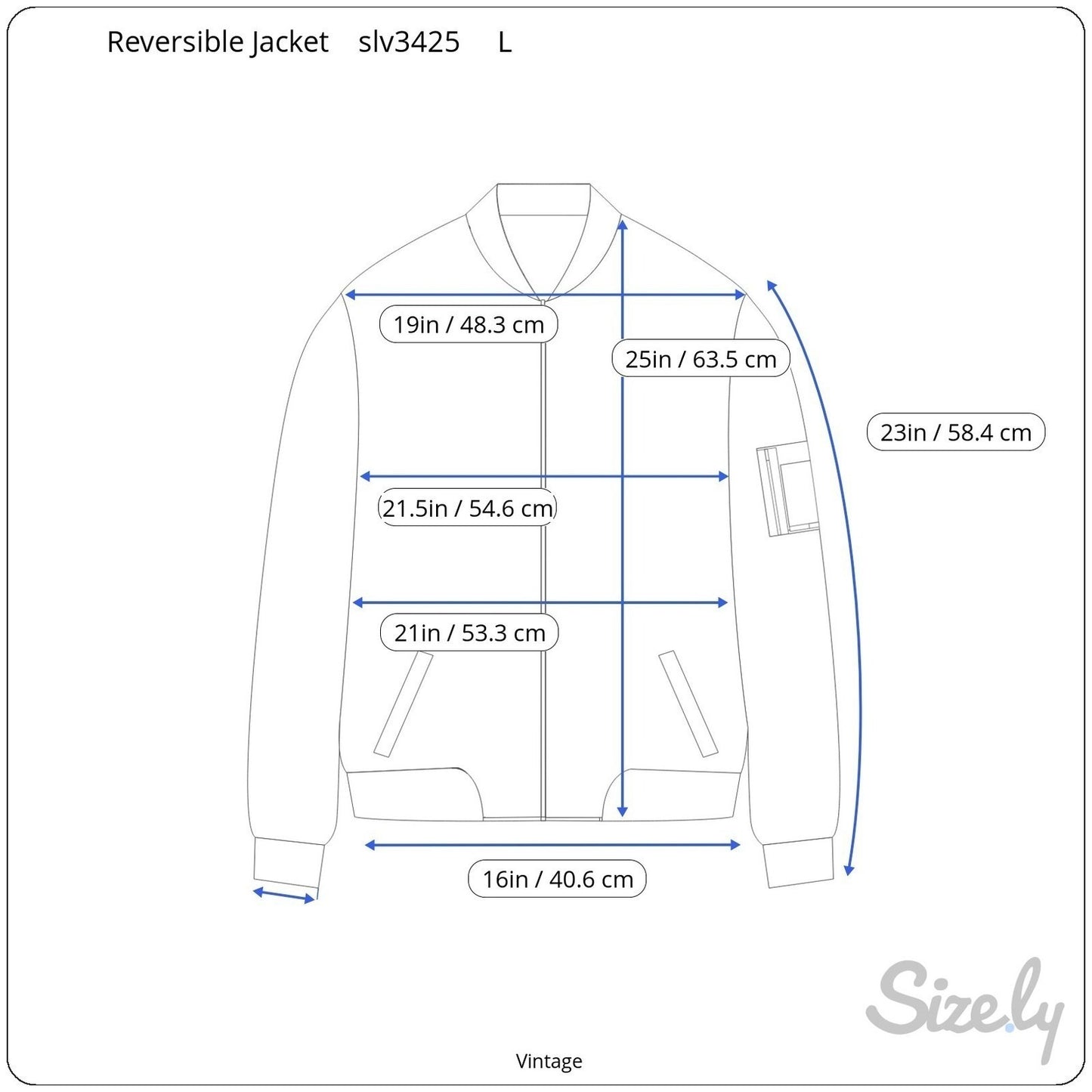 Vintage Reversible Bomber Jacket Blue Cream Zipper Ribbed Trim Mens L Streetwear
