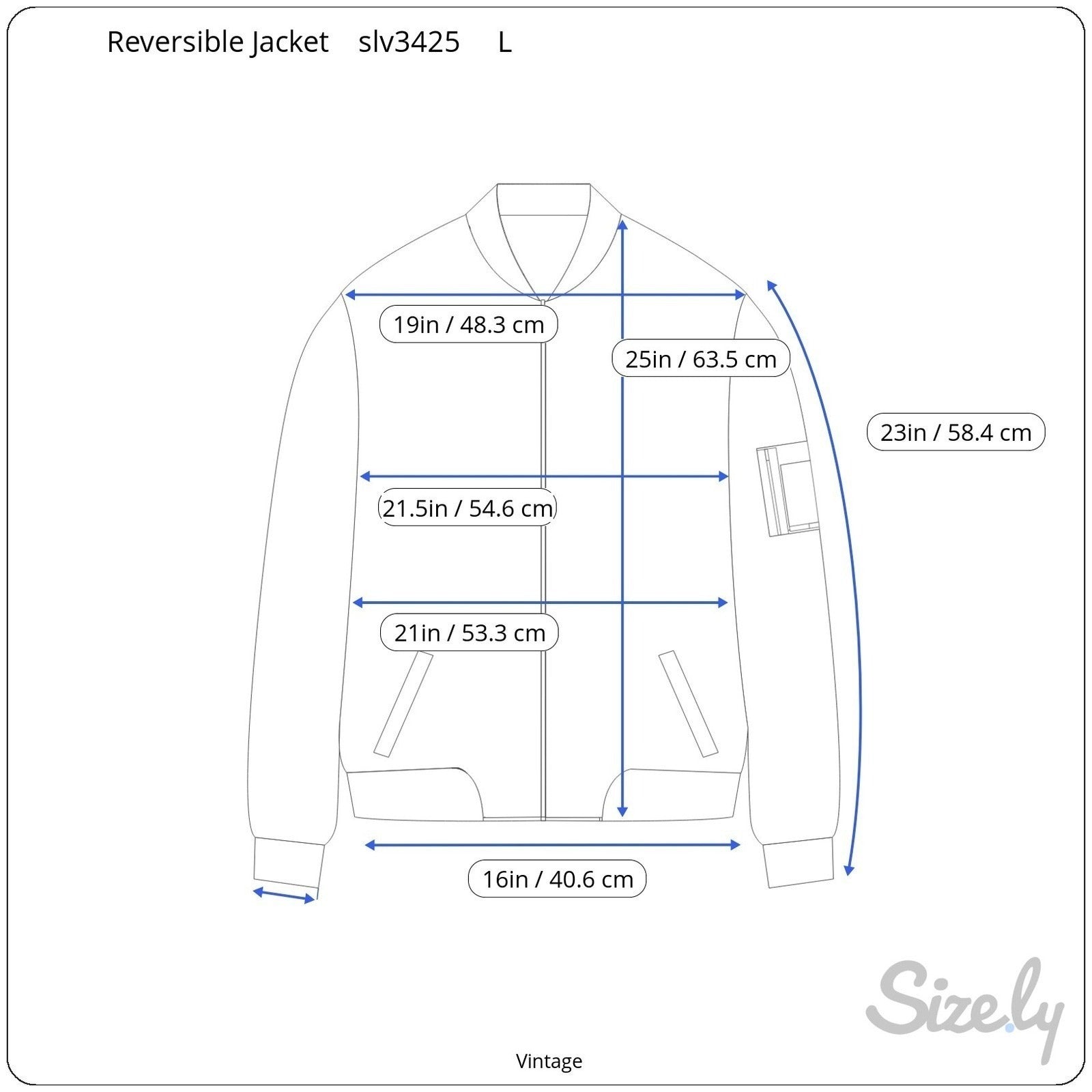 Vintage Reversible Bomber Jacket Blue Cream Zipper Ribbed Trim Mens L Streetwear